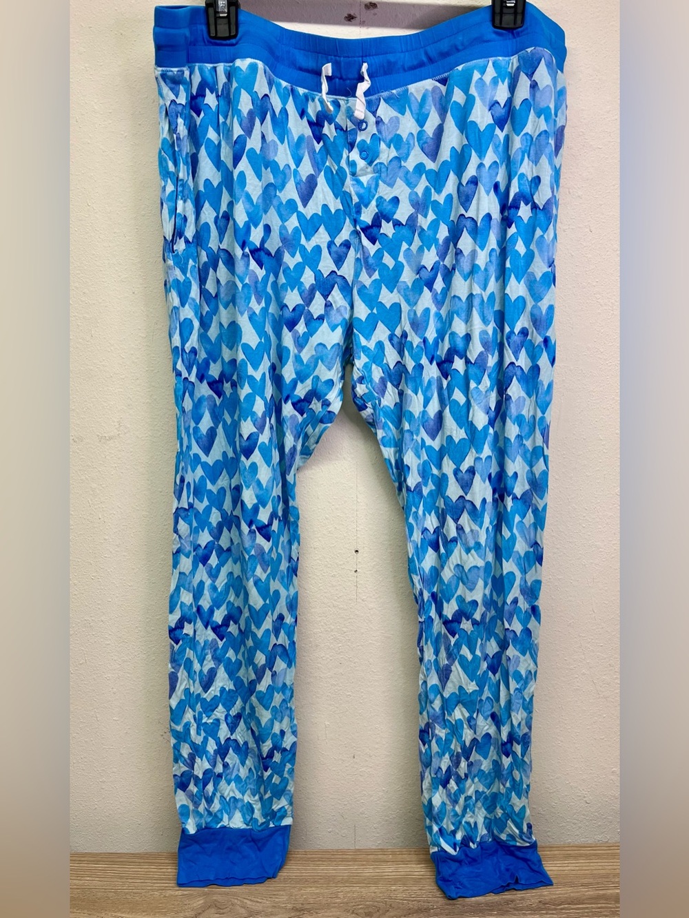 Little Sleepies hearts prints pajamas pants size X-LARGE blue stretchy lounge